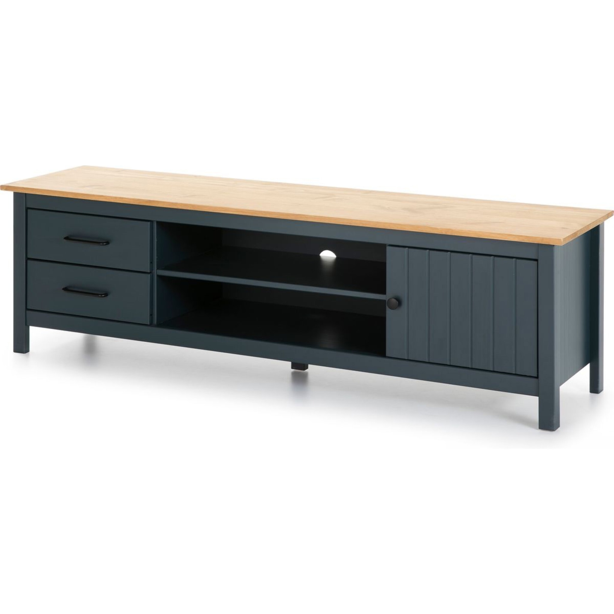 Meuble TV 1 porte 2 tiroirs en bois massif - IDA