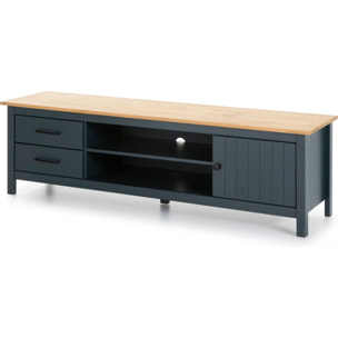 Meuble TV 1 porte 2 tiroirs en bois massif - IDA