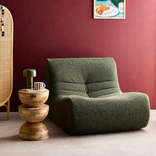 Chauffeuse tissu effet alpaca 1 place. kaki. style contemporain. L 91 x P 105 x H 72cm