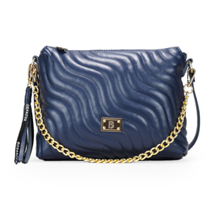 Bolso bandolera azul con cadena