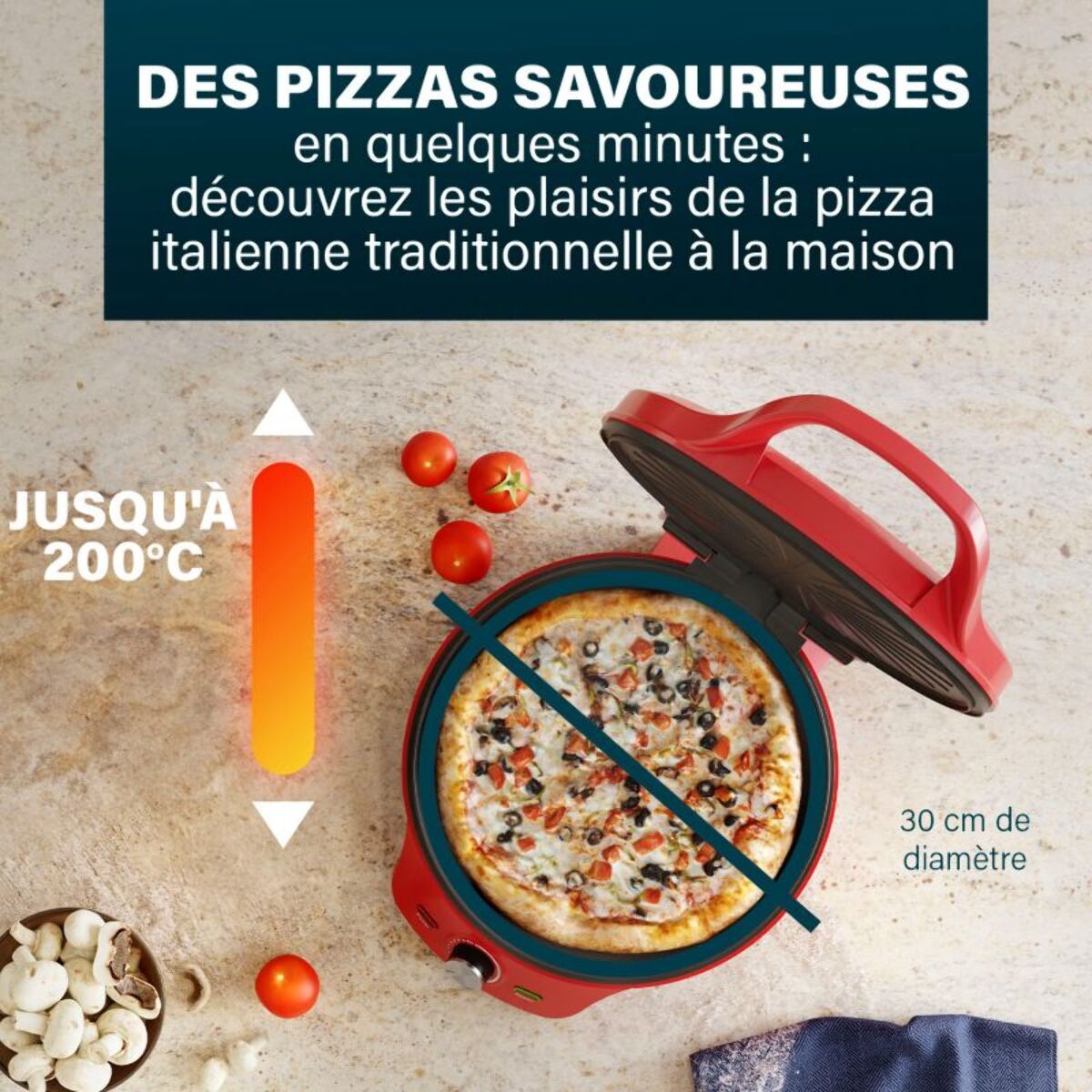 Four à pizza électrique PRINCESS Machine pizza/Thermost. réglable / Grill