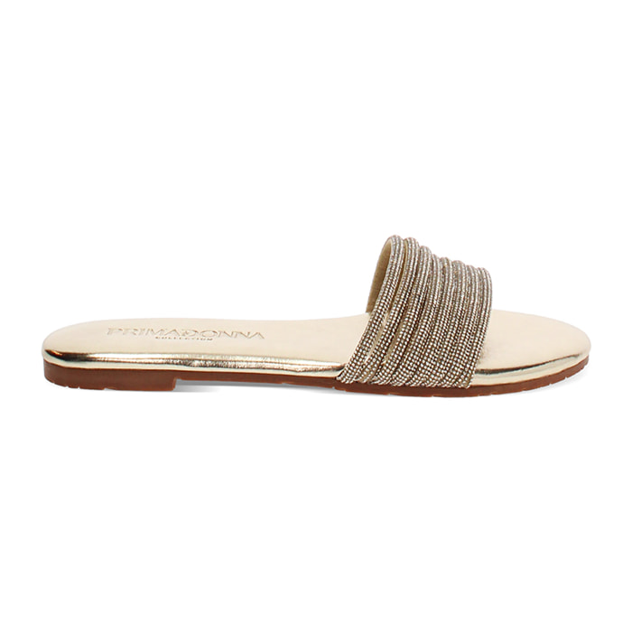 Sandalias planas oro con pedrería