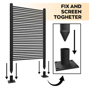 Linea - Pannello Frangivista Separè da Esterno 90,5x193 cm in Metallo e Resina Nero