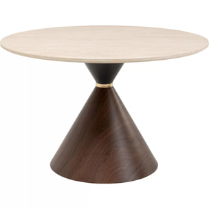 Table Cono Travertino 120cm noyer Kare Design