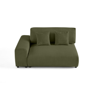 Garance - module d'assise 2 places avec accoudoir gauche - en velours côtelé - Vert