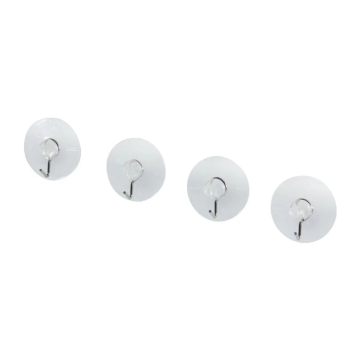 Lot de 4 crochets muraux à ventouse transparents Fackelmann Tecno