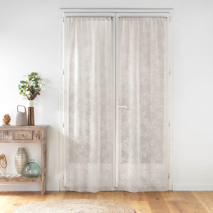 Paire de voilages passe-tringle en voile tissé motif feuillage - Taupe
