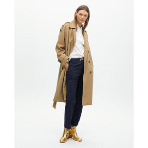 Trench lungo in tessuto doppio petto