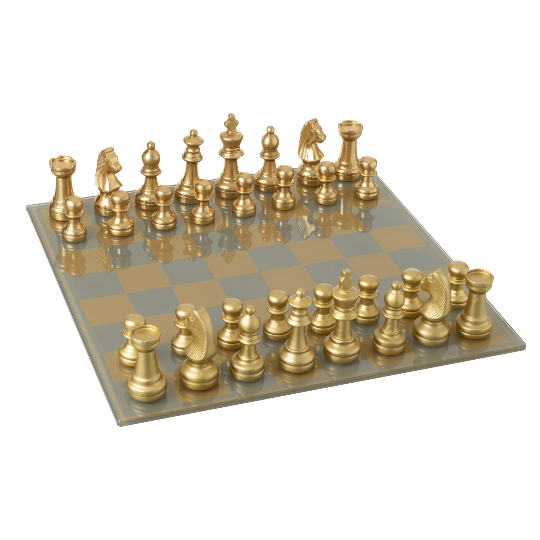J-Line décoration plateau jeu d’échecs - polyrésine - or