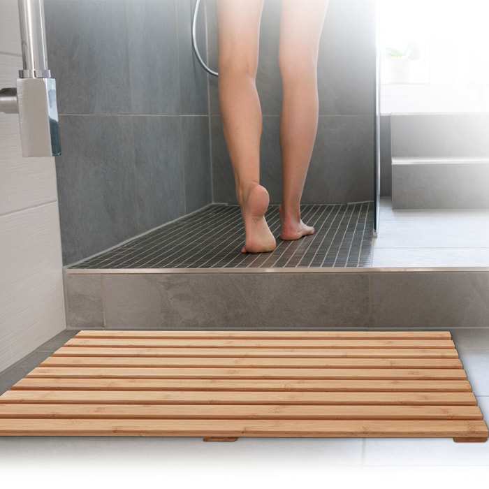 Tapis de bain caillebotis en bambou 50x68cm