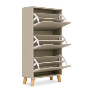 Plana - Scarpiera Salvaspazio 3 Ante 55x116x25 cm 18 Paia in Legno Tortora