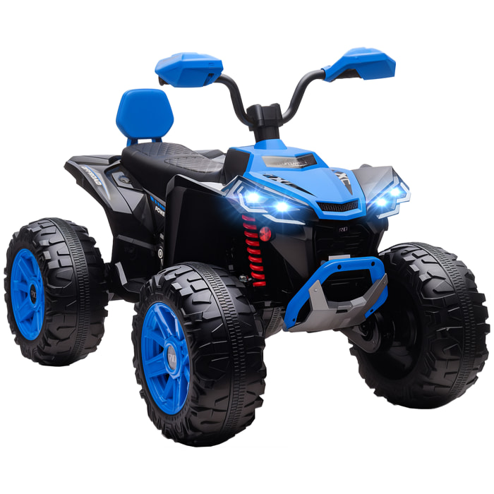Quad Eléctrico para Niños 24V, Quad para Niños de 3-8 Años de 2 Plazas, con 2 Motores, Velocidad hasta 6,5â€¯km/h, Ruedas con Suspensión, Faros, Bocina, Música, USB, Azul