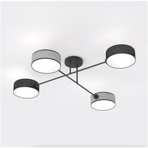Lampada a sospensione MAGA con quattro bracci e paralumi in tessuto