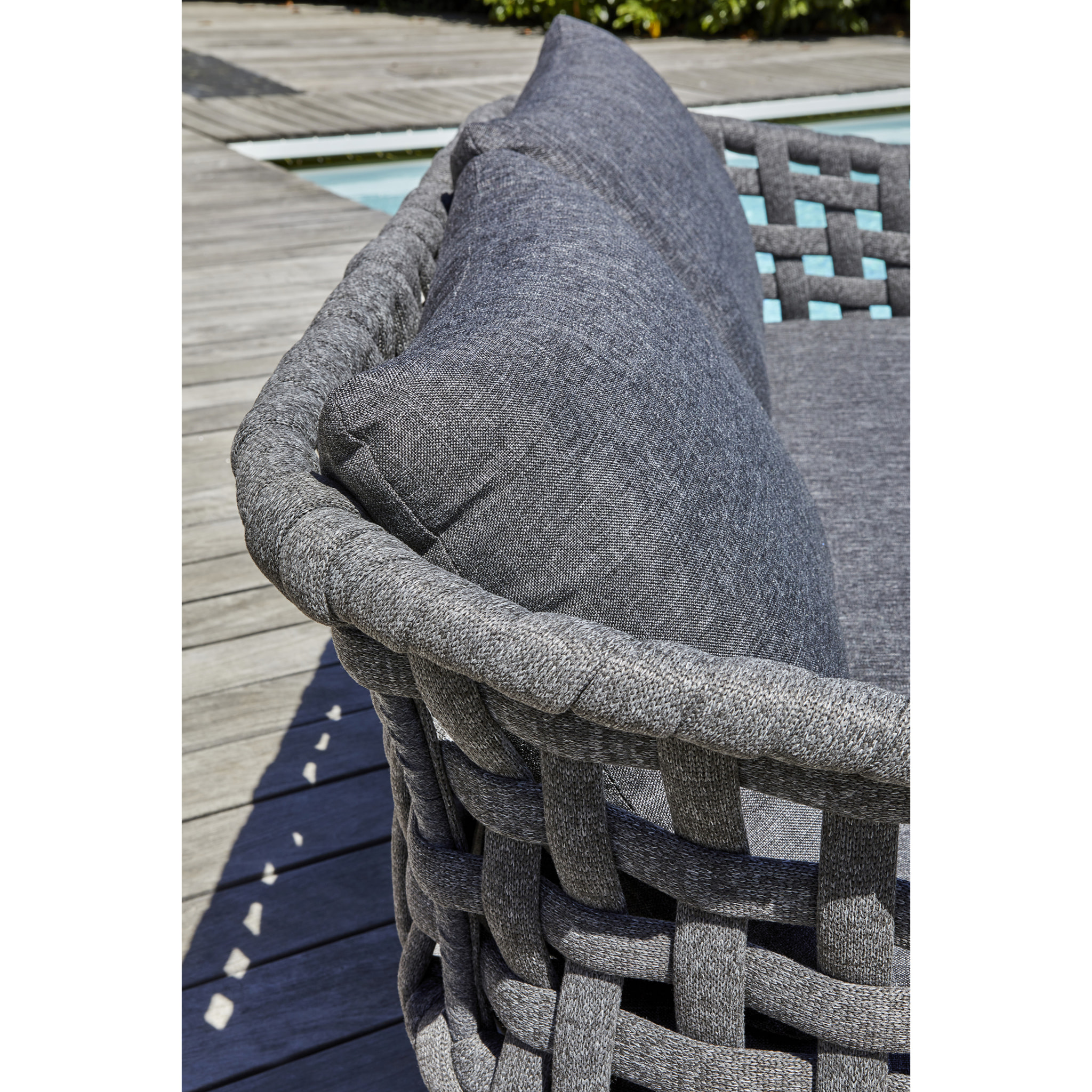 CAMARGUE - Salon de jardin 4 places en corde tissée et aluminium