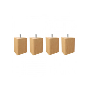 Pieds de lit 15 cm carrés en bois - 4 coloris - lot de 4 - EDDY