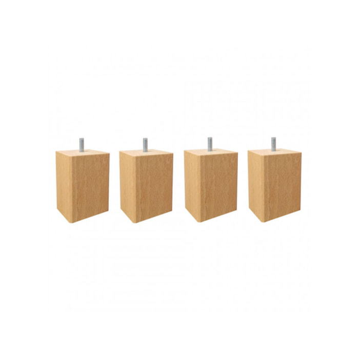 Pieds de lit 15 cm carrés en bois - 4 coloris - lot de 4 - EDDY