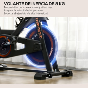 Bicicleta Estática con Resistencia Regulable Bici Estática Bicicleta de Fitness con Volante de Inercia 8 kg Pantalla LCD Manillar y Asiento Ajustable para Casa Gimnasio Rojo