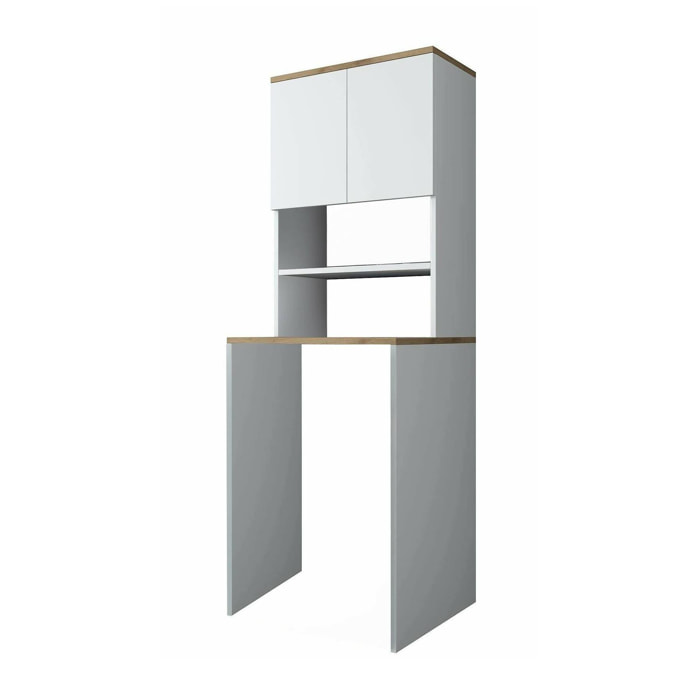 Armadio multiuso 2 ante Fiamma, Mobile multifunzionale, Mobiletto scarpiera, Guardaroba porta scarpe, 65x60h184 cm, Bianco e Noce