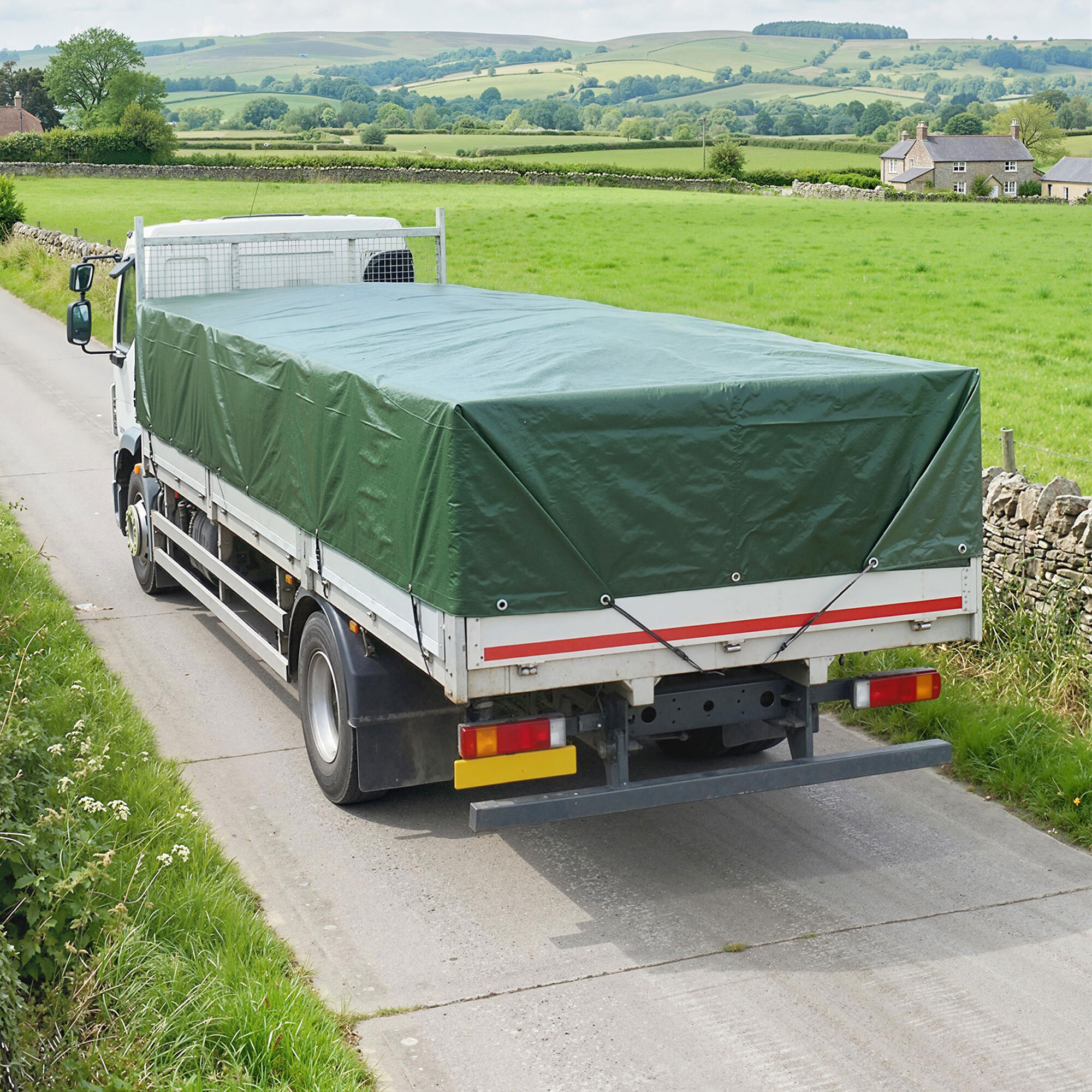 Lona Impermeable Exterior 6x8 m, Toldo PE Resistente a Rasgaduras 90 g/m², Protección UV, con Ojales Reforzados para Leña, Muebles de Jardín, Invernaderos, Vehículos, Verde