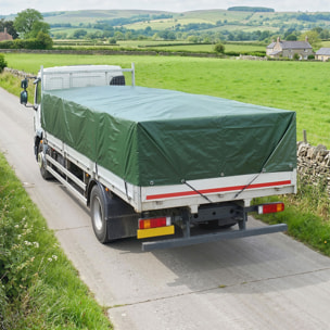 Lona Impermeable Exterior 6x8 m, Toldo PE Resistente a Rasgaduras 90 g/m², Protección UV, con Ojales Reforzados para Leña, Muebles de Jardín, Invernaderos, Vehículos, Verde