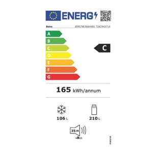 Réfrigérateur combiné BEKO B5RCNE366HXB1