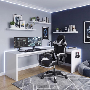Silla gaming reclinable y con altura ajustable en negro y blanco 117-128 cm Viper Negro - Blanco