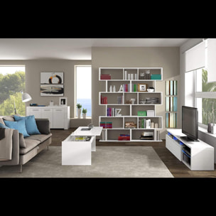 Libreria Friburgo Design Scaffale Mensola Moderna Bianca Mobile per Libri con Ripiani per Soggiorno Salotto 192 x 80 x 25 cm Colore Bianco