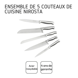 Ensemble de 5 couteaux de cuisine professionnels en inox de 24 à 33,5 cm Nirosta Star