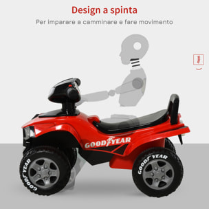 HOMCOM Quad Giocattolo per Bambini 18-36 Mesi con Licenza GOODYEAR con Luci e Suoni Realistici - Rosso e Nero