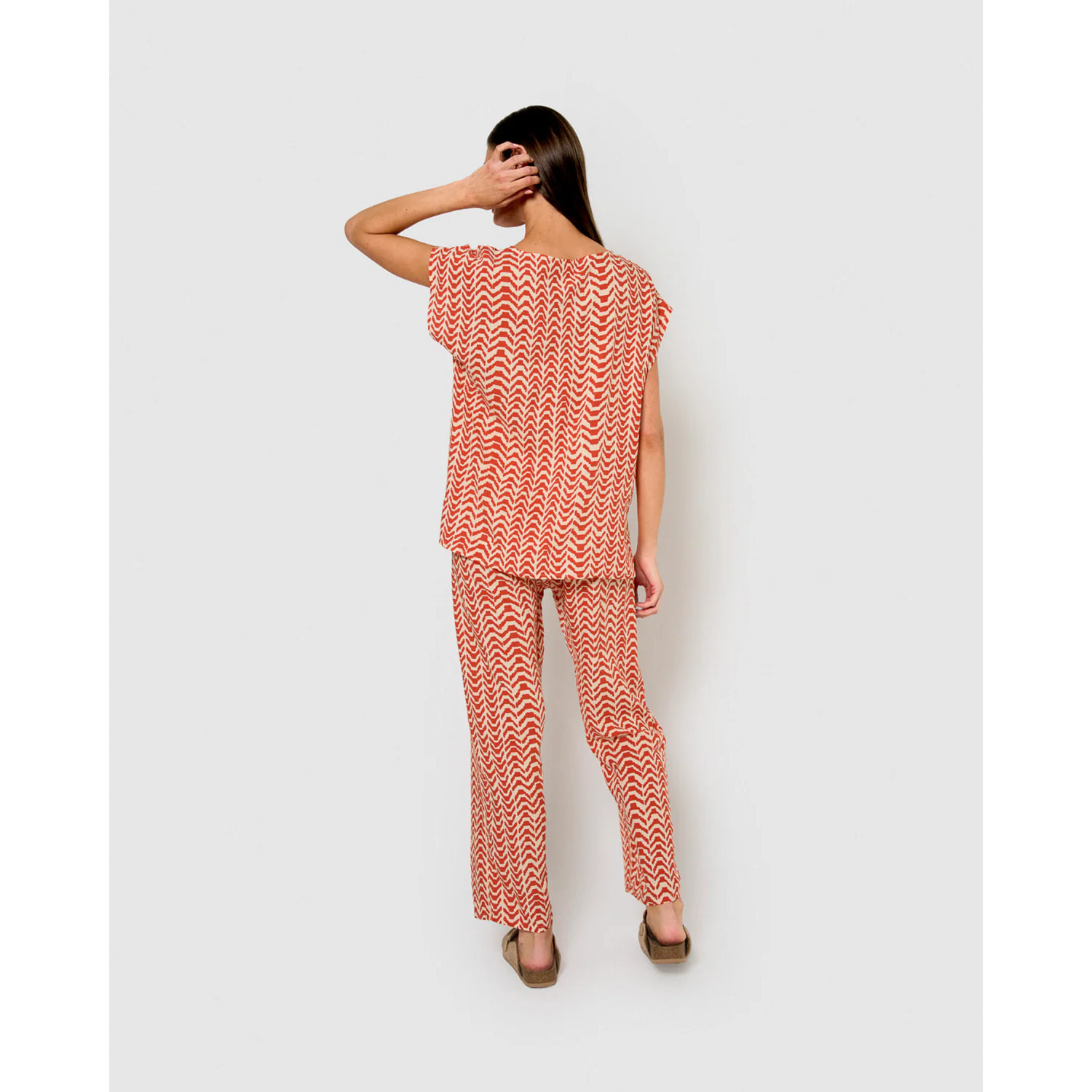 Pantalón viscosa oveta teja