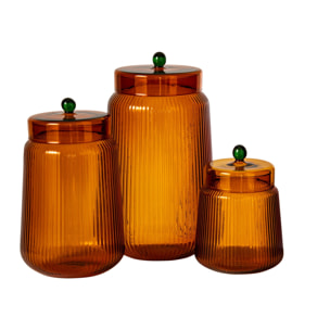 J-Line 3 pots à  provision - verre - orange/jaune chaud