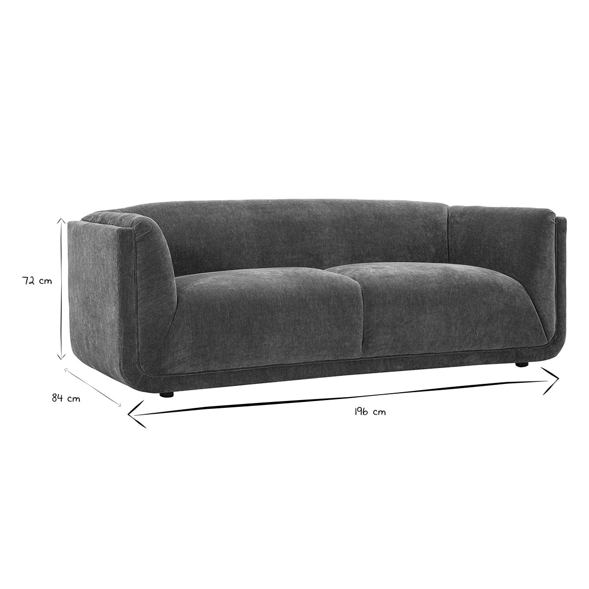 Canapé design 3 places en tissu effet velours vert kaki HOSBO