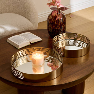 Lot de 2 plateaux Taymy ronds doré