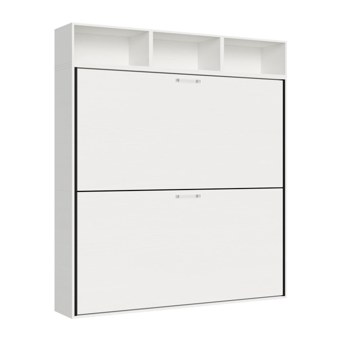 Armoire lit escamotable horizontal superposé 2 couchages 85 Kando composition L Frêne Blanc