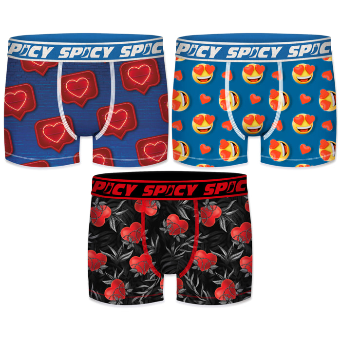 Set 3pcs Calzoncillo Boxer Spicy para hombre - microfibra - 92% poliéster, 8% elastano