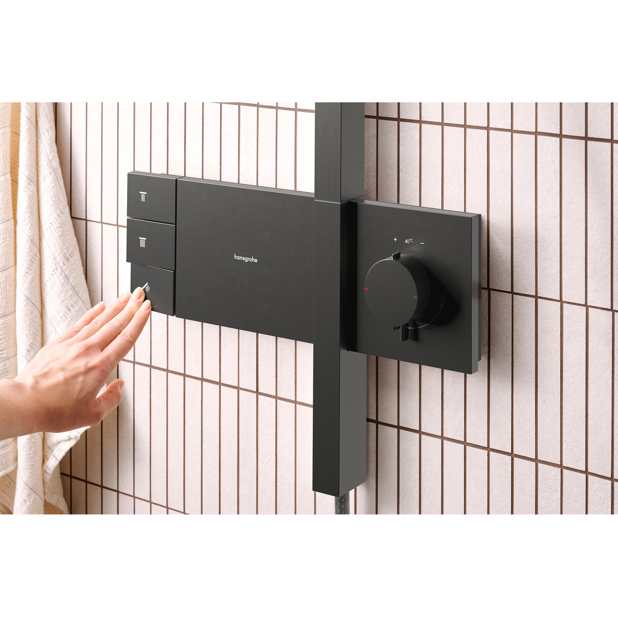 Colonne de douche Raindance Alive Q 2 jets avec thermostatique ShowerSelect Comfort, noir chromé brossé