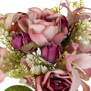 Bouquet Romantico - Pezzi 4 - Colore: Rosa - 18xH32x18cm - Bianchi Dino -