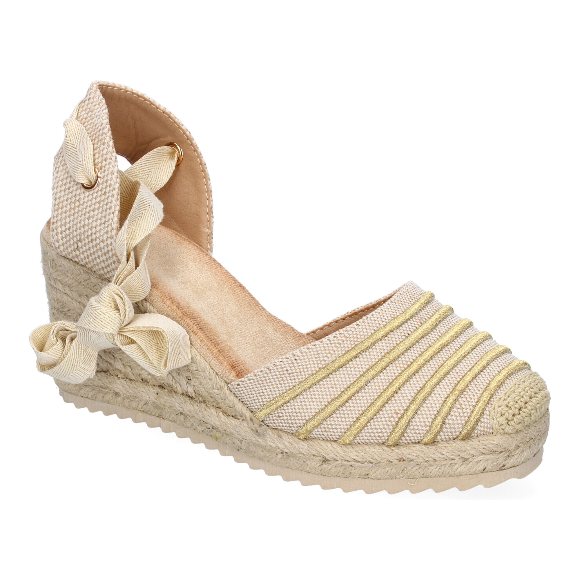 Sandalia de Mujer con Cuña de Yute, Comodas y Elegantes, Diseño Moderno con Cintas