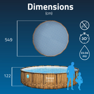 Bestway Piscine hors sol Ronde Power Steel Swim Vista Motif bois 549 x 122 cm