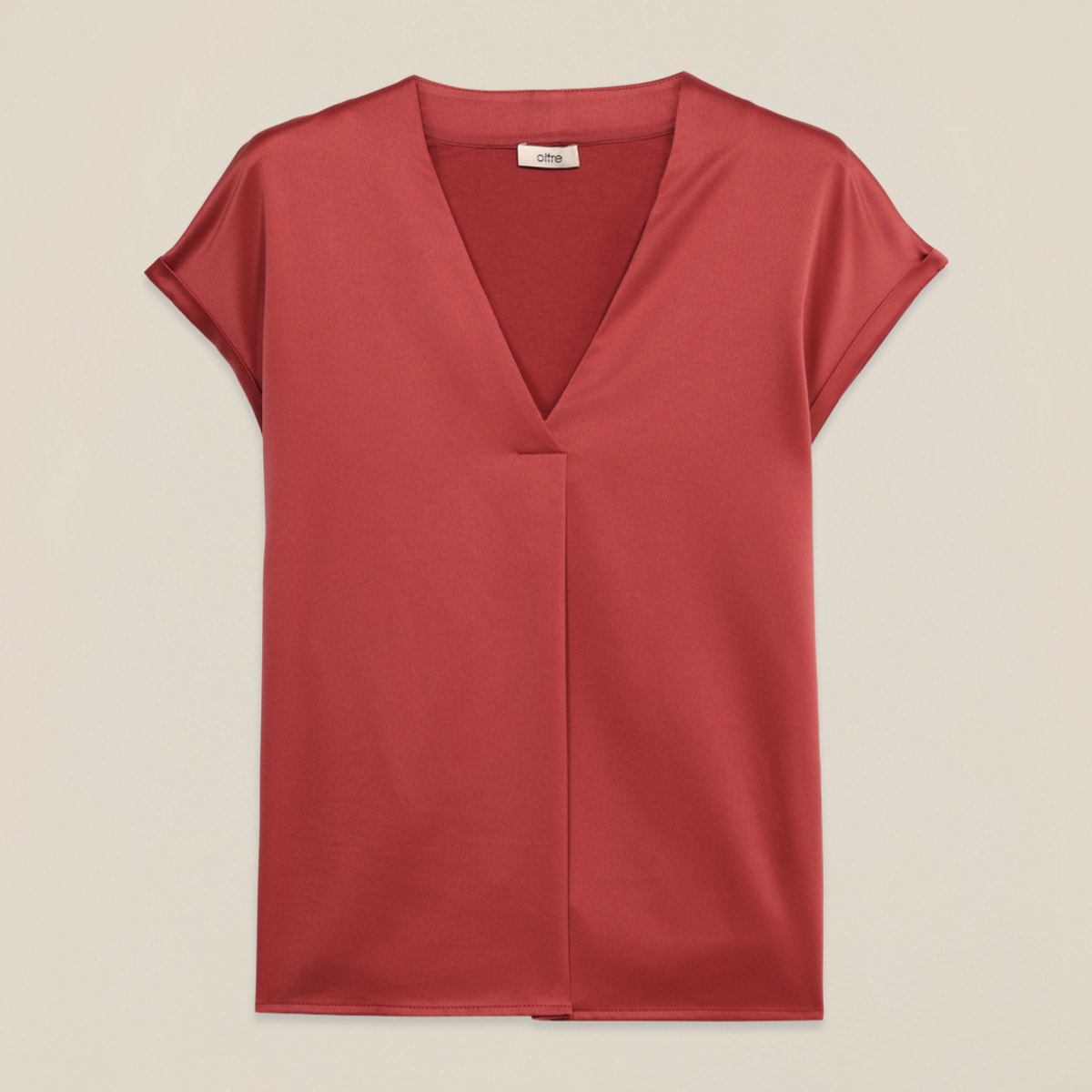 Oltre - Blusa in raso con scollo a V - Rosso