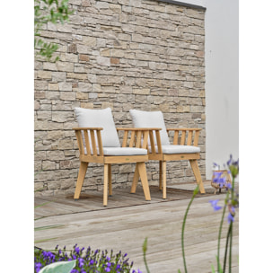 LISO - Lot de 2 fauteuils de jardin avec coussins - Acacia