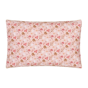 Taie d'oreiller imprimée en satin de coton, GIRADON, Rose clair