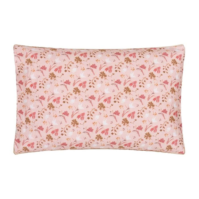 Taie d'oreiller imprimée en satin de coton, GIRADON, Rose clair