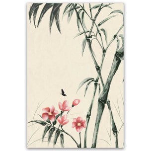 Tableau bambou fleurs style asiatique Toile imprimée