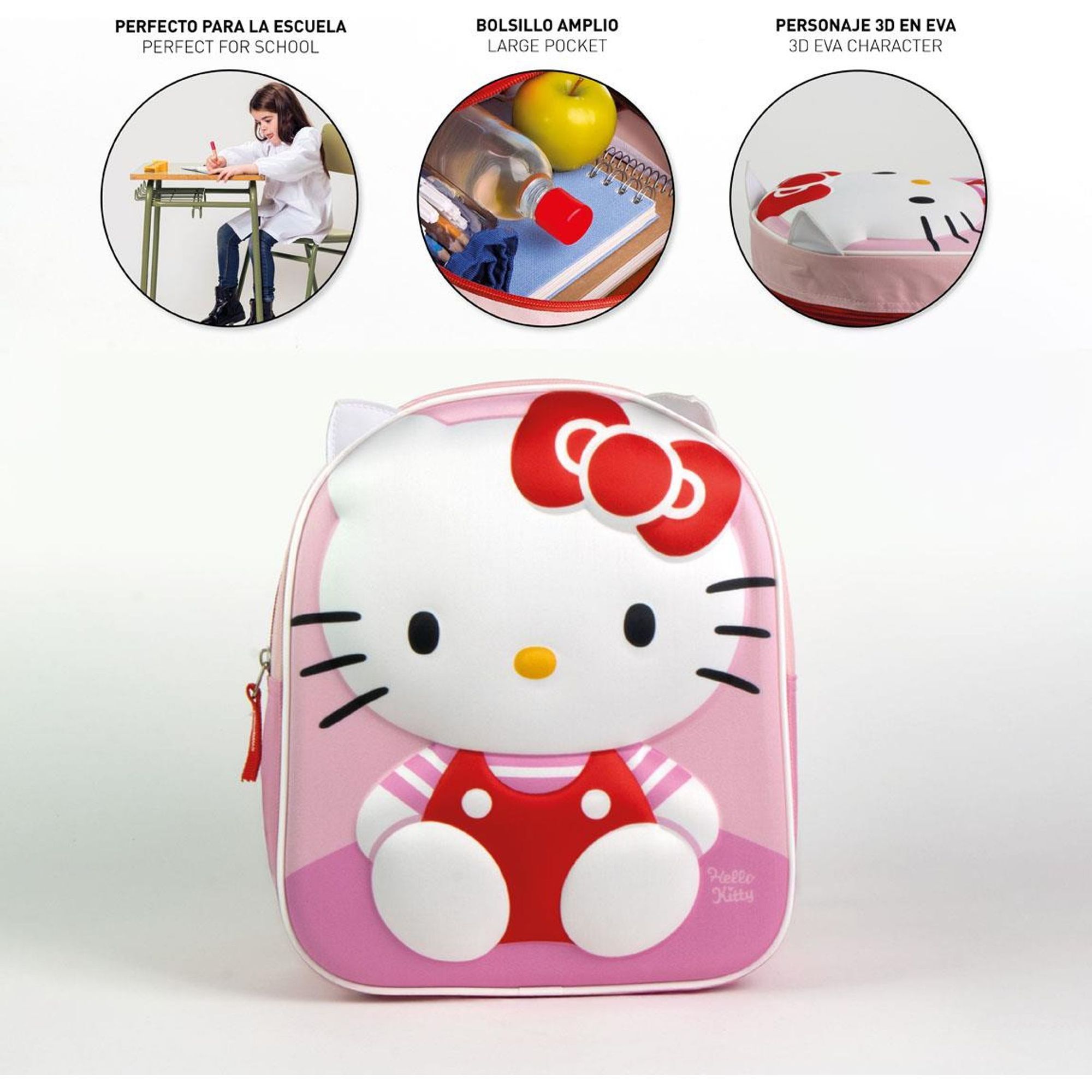 Mochila Infantil 3D Aplicaciones Hello Kitty