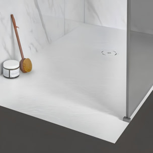 Receveur de douche antidérapant 120 x 90 Singulier neoroc rectangle blanc avec bonde sans capôt horizontale