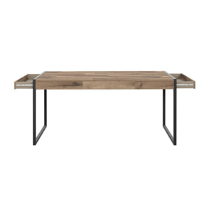 Table de repas en bois effet et métal noir 2 tiroirs L166cm - BUDDY