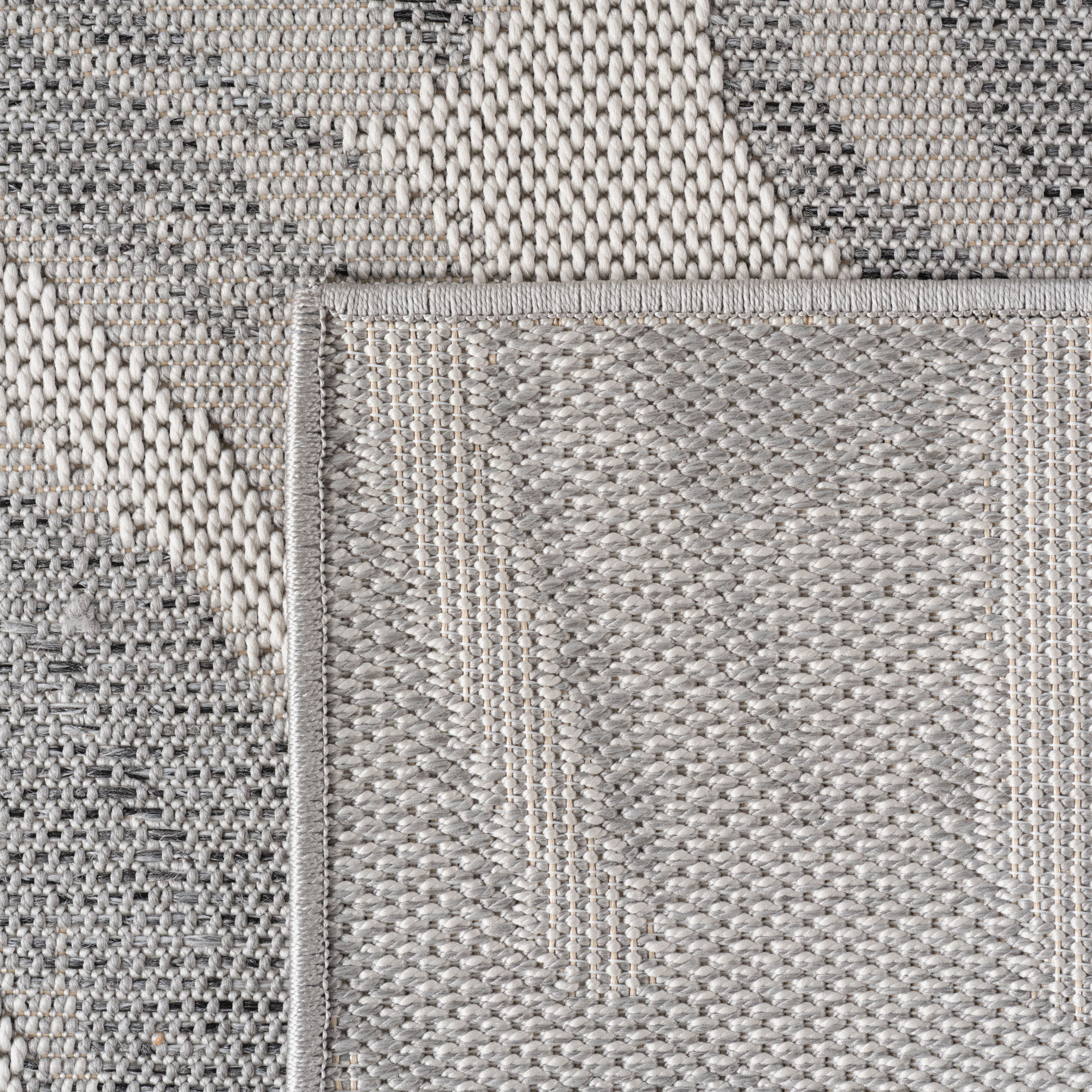 DESERT - Tapis rond intérieur/extérieur gris, design tropical