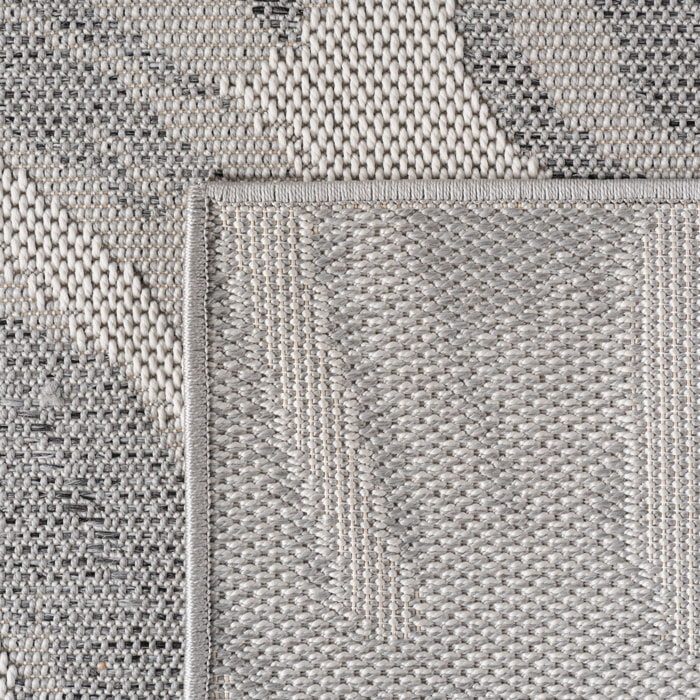DESERT - Tapis rond intérieur/extérieur gris, design tropical
