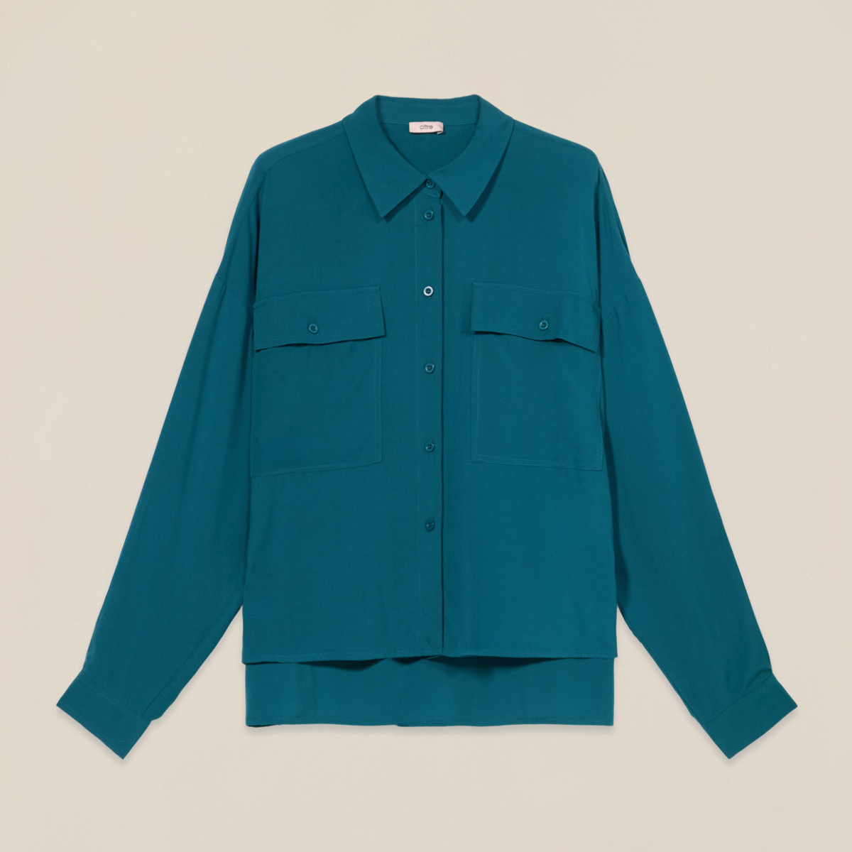 Oltre - Camisa de viscosa con bolsillos - Petrol Blue